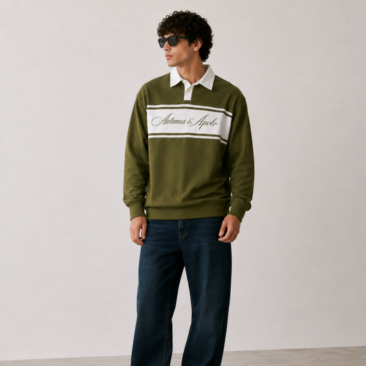 Polerón verde olivo polo oversize Artemis & Apolo - streetwear premium Chile