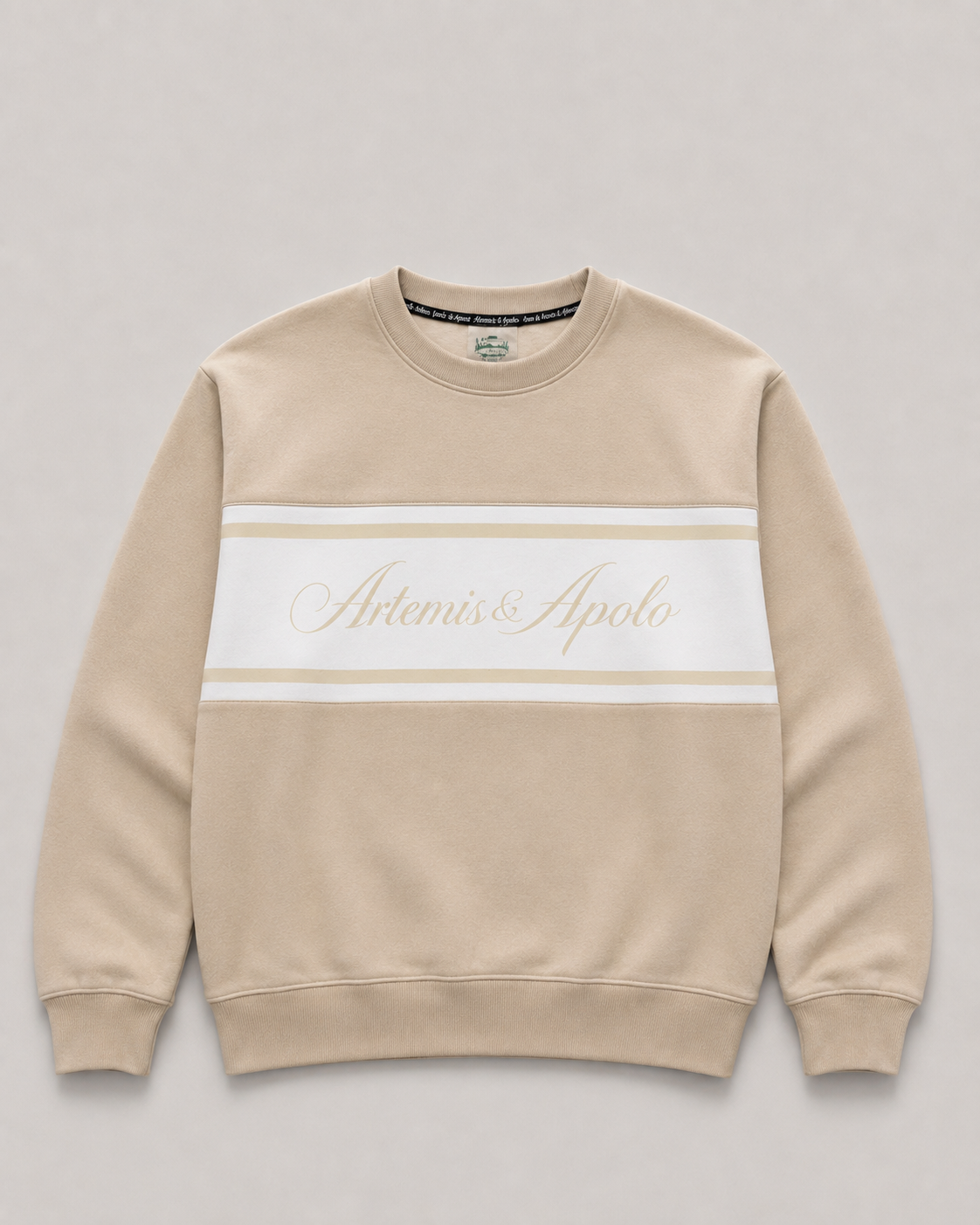 Polerón crewneck beige oversize Artemis & Apolo - streetwear minimalista Chile