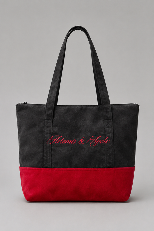 Totebag roja y negra Artemis & Apolo - accesorio streetwear mitología griega Chile