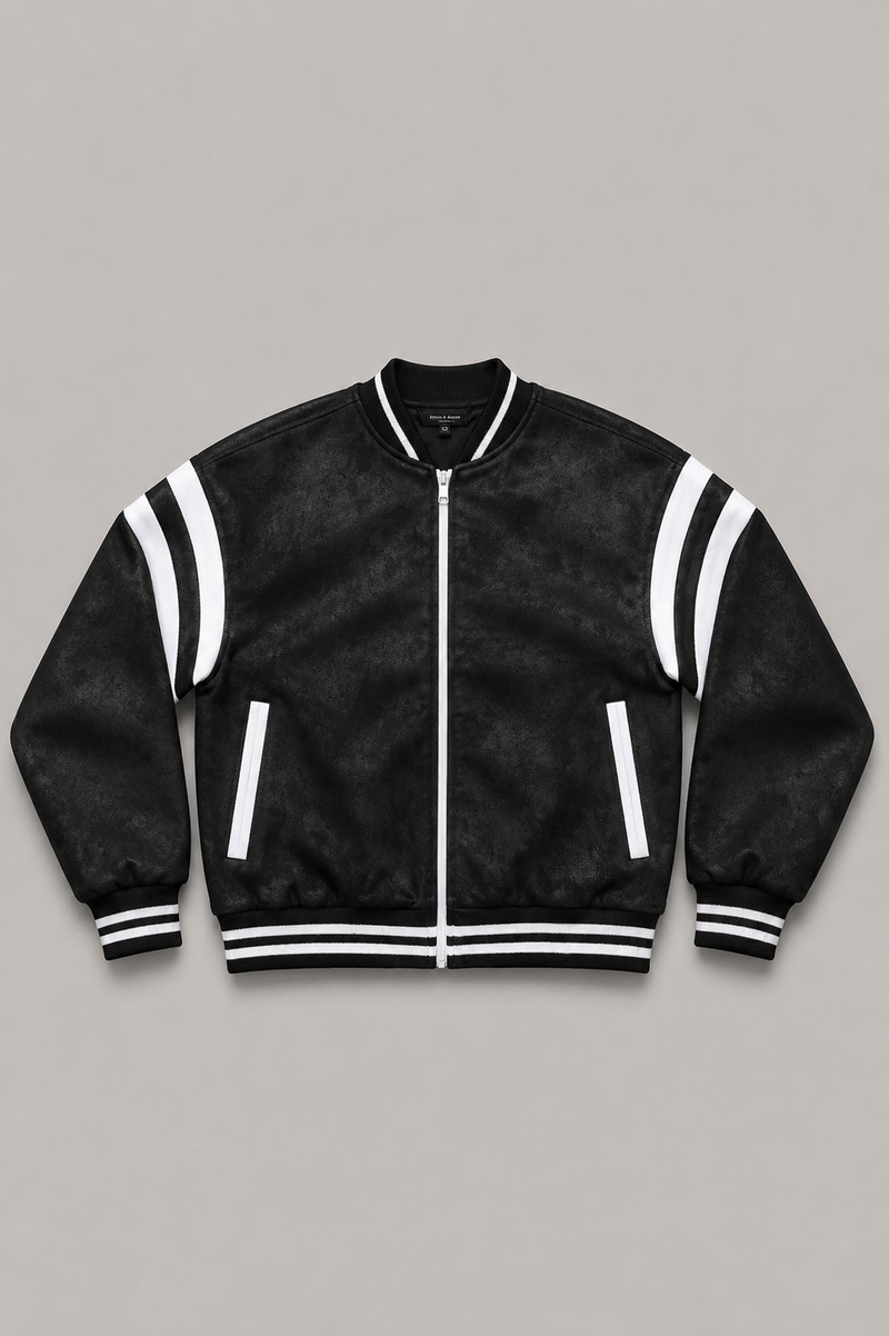 Bomber negra oversize Artemis & Apolo - chaqueta streetwear premium Chile