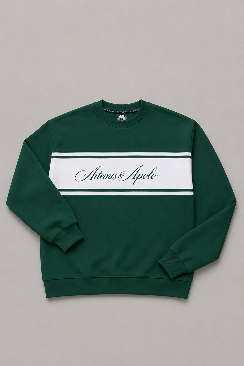 Polerón crewneck verde petróleo oversize Artemis & Apolo - streetwear Chile