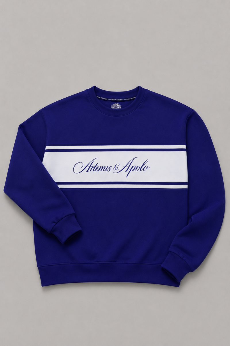 Polerón crewneck azul oversize Artemis & Apolo - streetwear minimalista Chile
