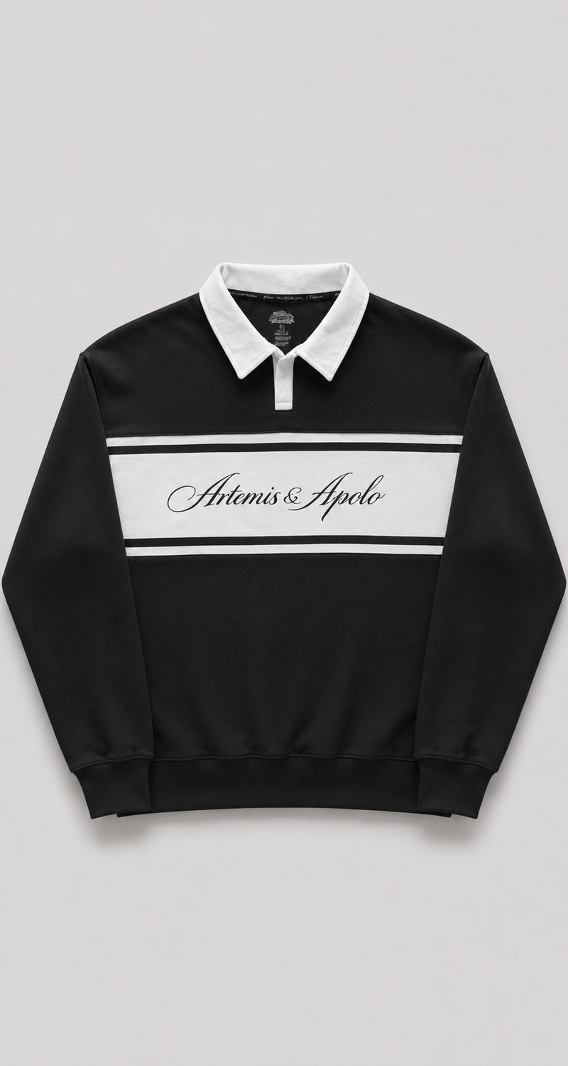 Polerón negro polo oversize Artemis & Apolo - streetwear premium Chile
