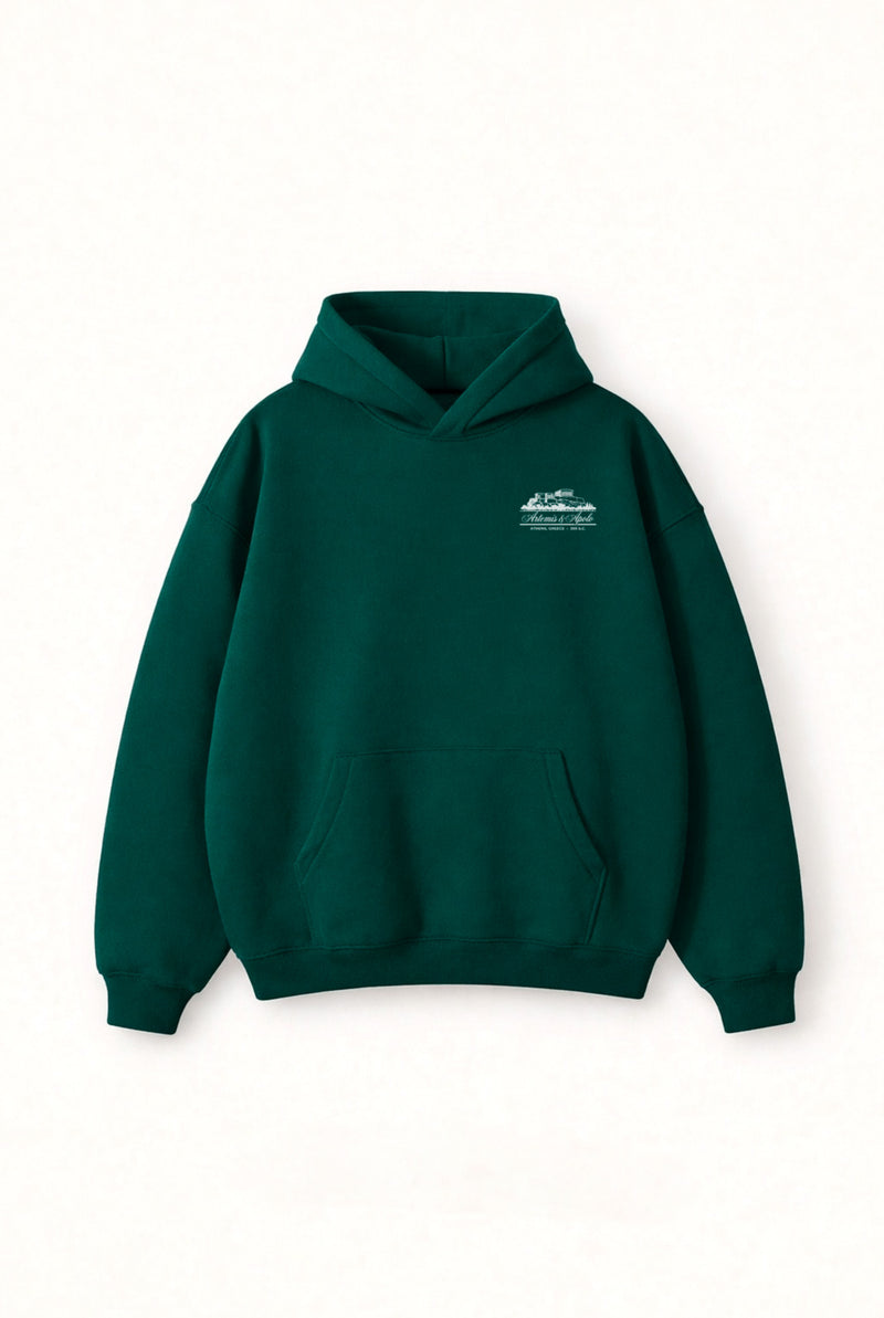Polerón verde oscuro oversize Artemis & Apolo - streetwear premium Chile